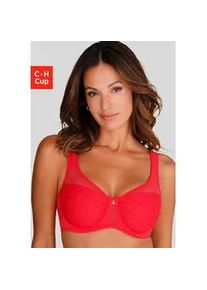 Minimizer-BH Nuance, Damen, Gr. 80, Cup D, rot, Spitze, Obermaterial: 82% Polyamid, 12% Elasthan, 6% Polyester, Basic, BHs Minimizer-BH, mit B&uuml;gel und graphischer Alloverspitze