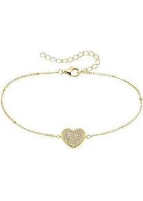 Armband "Schmuck Geschenk Silber 925 Armkette Herzchen", gold (gelbgoldfarben, kristallwei&szlig;, kristallwei&szlig;), ANISTON JEWELRY & WATCHES, Armb&auml;nder, Damen, 22cm, Silber 925 (Sterlingsilber), Armband, mit Zirkonia (synth.)