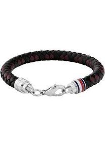 Lederarmband Tommy Hilfiger "TYSON", schwarz (braun, schwarz, edelstahlfarben, blau, rot, wei&szlig;), Armb&auml;nder, Herren, 19cm, Edelstahl Leder, Edelstahl, Leder, Lederarmband, mit Emaille