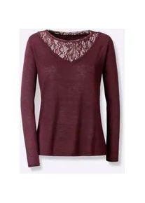 CR&Eacute;ATION L Strickpullover CREATION L "Lyocell-Viskose-Mix-Pullover", Damen, Gr. 42, rot (burgund), 42% Viskose, 30% Lyocell, 28% Polyester, unifarben, Pullover Strickpullover