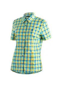 Funktionsbluse Maier Sports "Philina", Damen, Gr. 40, gelb (pastellgelb), 85% Polyester, 15% Viskose, Blusen, Karierte Kurzarm-Bluse f&uuml;r Wandern, Reisen und Freizeit