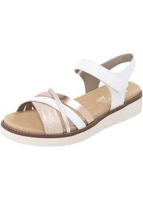 Riemchensandale Remonte, Damen, Gr. 39, rosa (wei&szlig;, ros&eacute;goldfarben), Lederimitat, Schuhe Riemchensandale, Keilabsatz, Sommerschuh, Sandalette mit herausnehmbarer Softeinlage