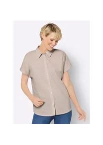 Hemdbluse Classic Basics, Damen, Gr. 40, beige (beige, ecru, gemustert), 100% Baumwolle, gemustert, kariert, Blusen Hemdbluse