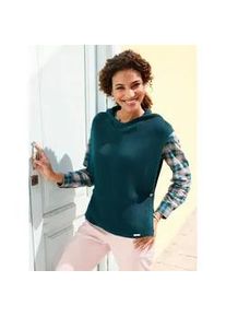 Pullunder Casual Looks "Kapuzen-Pullunder", Damen, Gr. 50, blau (petrol), 50% Baumwolle, 50% Polyacryl, unifarben, Pullover Pullunder