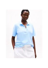 Poloshirt Tommy Hilfiger Curve "CRV STAMP LOGO REG SS POLO", Damen, Gr. 46, blau (vessel blau), Obermaterial: 96% Baumwolle, 4% Elasthan, unifarben, regular fit, V-Ausschnitt, Shirts