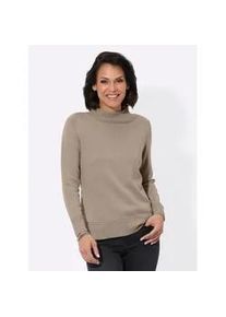 Stehkragenpullover Casual Looks "Stehkragen-Pullover", Damen, Gr. 36, beige (sesam), 50% Baumwolle, 50% Polyacryl, unifarben, Pullover Stehkragenpullover