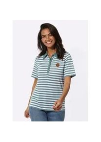 Poloshirt Casual Looks "Poloshirt", Damen, Gr. 50, gr&uuml;n (jade, wei&szlig;, geringelt), 50% Baumwolle, 50% Modal, gemustert, gestreift, mehrfarbig, Shirts