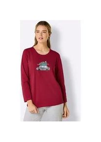 Rundhalsshirt Comtessa "Schlafanzug-Shirt", Damen, Gr. 40/42, bunt (rot, anthrazit), 100% Baumwolle, bedruckt, gemustert, Shirts Rundhalsshirt