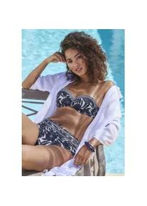 B&uuml;gel-Bandeau-Bikini-Top Sunseeker "Blossom", Damen, Gr. 38, Cup A, blau (marine bedruckt), Recycling-Polyamid, bedruckt, Bikini-Oberteile, im Muster-Mix