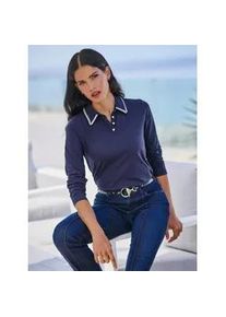 Poloshirt Heine "Shirt", Damen, Gr. 40, blau (marine), 95% Baumwolle, 5% Elasthan, unifarben, Shirts