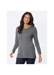 Longpullover Classic Basics "Longpullover", Damen, Gr. 44, grau (grau, meliert), 40% Viskose, 30% Polyamid, 25% Polyester, 5% Kaschmir, meliert, Pullover Longpullover