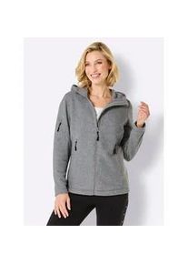 Fleecejacke Catamaran, Damen, Gr. 40/42, grau (grau, meliert), 100% Polyester, unifarben, Jacken Fleecejacke