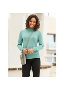 Stehkragenpullover Casual Looks "Stehkragen-Pullover", Damen, Gr. 46, gr&uuml;n (salbei), 50% Baumwolle, 50% Polyacryl, unifarben, Pullover Stehkragenpullover