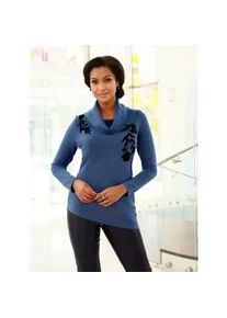 Rollkragenpullover Lady "Pullover", Damen, Gr. 42, blau (jeansblau), 50% Viskose, 28% Polyester, 22% Polyamid, unifarben, Pullover Rollkragenpullover