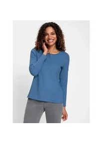 T-Shirt Casual Looks "Rundhals-Shirt", Damen, Gr. 54, blau (mittelblau), 95% Baumwolle, 5% Elasthan, unifarben, Rundhals, Shirts T-Shirt