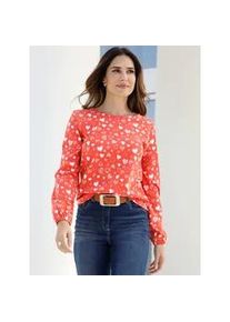 Langarmshirt Classic Basics "Langarm-Shirt", Damen, Gr. 46, bunt (terra, camel, bedruckt), 100% Baumwolle, bedruckt, gemustert, mehrfarbig, Rundhals, Shirts Langarmshirt