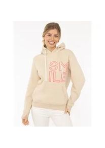 Hoodie Zwillingsherz "Alissa 2.0", Damen, Gr. XL, beige, Sweatware, Obermaterial: 50% Baumwolle, 50% Polyester, bedruckt, unifarben, h&uuml;ftbedeckend, ohne Ausschnitt, Rippb&uuml;ndchen, Sweatshirts Hoodie, mit SMILE Stickerei vorne und hinten