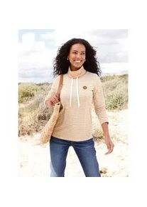 Rollkragenshirt Casual Looks "Shirt", Damen, Gr. 44, braun (camel, ecru), 95% Baumwolle, 5% Elasthan, gemustert, gestreift, mehrfarbig, Shirts