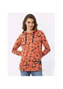 Longshirt Inspirationen "Longshirt", Damen, Gr. 48, schwarz (papaya, schwarz), 100% Baumwolle, gemustert, mehrfarbig, Shirts Longshirt