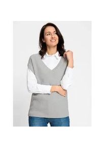 Pullunder Inspirationen "Pullunder", Damen, Gr. 38, grau (steingrau, meliert), 100% Baumwolle, meliert, Pullover Pullunder