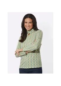 3/4-Arm-Shirt Classic Basics "Shirt", Damen, Gr. 50, gr&uuml;n (eucalyptus, ecru, bedruckt), 100% Baumwolle, gemustert, mehrfarbig, Shirts 3/4-Arm-Shirt