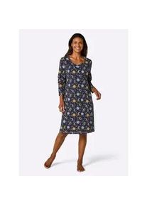 w&auml;schepur Nachthemd W&Auml;SCHEPUR "Nachthemden", Damen, Gr. 48/50, Normalgr&ouml;&szlig;en, blau (marine, marine, ocker, bedruckt), 50% Baumwolle, 50% Modal, bedruckt, gemustert, mehrfarbig, Kleider Nachthemd