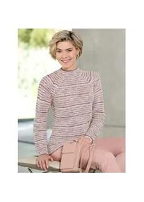 Stehkragenpullover Classic Basics "Pullover", Damen, Gr. 44, rosa (champagner, rosenholz, meliert), 100% Polyacryl, gemustert, gestreift, meliert, Pullover Stehkragenpullover