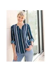 Schlupfbluse Classic Basics, Damen, Gr. 44, gr&uuml;n (kalkmint, petrol, gestreift), 100% Viskose, gemustert, mehrfarbig, Rundhals, Blusen Schlupfbluse