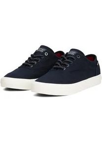 Sneaker Tommy Hilfiger "TH HI VULC LOW OXFORD TWILL", Herren, Gr. 40, blau (dunkelblau), Textil, Schuhe Sneaker, Freizeitschuh, Halbschuh, Schn&uuml;rschuh mit Label an der Ferse