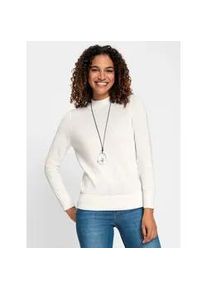 Stehkragenpullover Casual Looks "Pullover", Damen, Gr. 54, beige (ecru), 100% Baumwolle, unifarben, Pullover Stehkragenpullover