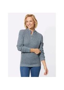 Stehkragenpullover Classic Basics "Stehkragen-Pullover", Damen, Gr. 46, grau (aquamarin, steingrau, meliert), 100% Polyacryl, meliert, unifarben, Pullover Stehkragenpullover