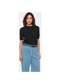 Kurzarmpullover SAINT TROPEZ "MilaSZ SS", Damen, Gr. S, schwarz, Strick, Obermaterial: 80% Viskose, 20% Polyacryl, unifarben, normal normal, Rundhals, Pullover, Viskosemischung, Classic fit