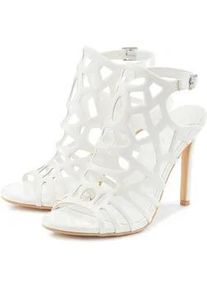 High-Heel-Sandalette "Sandalette mit Cut-Outs", Damen, Gr. 39, wei&szlig;, Obermaterial: 100% Polyurethan. Decksohle: 100% Lederimitat. Futter: 100% Polyurethan. Laufsohle: 100% Synthetik, Lascana BELLE AFFAIRE, Schuhe, verf&uuml;hrerischer Sommerschuh in Lack-Optik, Sandale