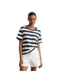 Marc O'Polo T-Shirt MARC O'POLO, Damen, Gr. S, multi, muted blau, Jersey, Obermaterial: 100% Baumwolle, loose fit, Rundhals, Shirts T-Shirt, seitliche Schlitze, geringelt