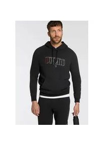 Kapuzensweatshirt Puma "ESS LOGO LAB EXECUTION HOODIE TR", Herren, Gr. L, schwarz (Puma schwarz), Sweatware, Obermaterial: 68% Baumwolle, 32% Polyester, bedruckt, regular fit normal, angesetztes B&uuml;ndchen, Sweatshirts, sportlicher Stil, mit Print-Applikation, mit Kapuze, Regular Fit