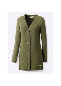 Strickjacke Casual Looks, Damen, Gr. 36, gr&uuml;n (oliv), 50% Baumwolle, 50% Polyacryl, unifarben, Strickjacken Strickjacke