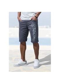 Bermudas John Devin "aus elastischer Baumwollmischung", Herren, Gr. 32, N-Gr, grau (anthrazit), Web, Obermaterial: 98% Baumwolle, 2% Elasthan, unifarben, bequem kurz, Hosen Bermudas, mit gro&szlig;em Druck auf dem Bein, 3/4 Shorts
