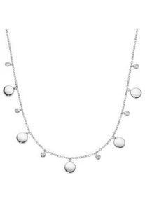 Collier Smart Jewel "mit runden Pl&auml;ttchen und Zirkonia als Behang, Silber 925", silber, Halsketten, Damen, 45cm, Silber 925 (Sterlingsilber), Collier