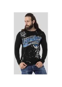 Cipo & Baxx T-Shirt CIPO & BAXX "Sweatshirts", Herren, Gr. L, schwarz, 95% Baumwolle, 5% Elasthan, bedruckt, regular fit, Rundhals, Shirts T-Shirt, mit coolem Effekt-Print