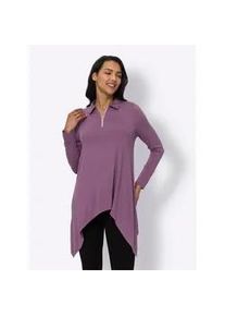 Langarmshirt "Longshirt", Damen, Gr. 38, lila (violett), 95% Viskose, 5% Elasthan, unifarben, Shirts Langarmshirt