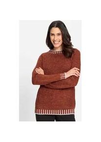 Rundhalspullover Inspirationen "Pullover", Damen, Gr. 42, orange (rostrot, ecru, gemustert), 90% Polyacryl, 6% Polyamid, 4% Wolle, gemustert, Pullover Rundhalspullover