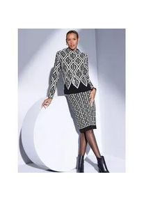 CR&Eacute;ATION L Stehkragenpullover CREATION L "Jacquard-Pullover", Damen, Gr. 40, beige (schwarz, ecru, gemustert), 70% Polyacryl, 30% Schurwolle, gemustert, Pullover Stehkragenpullover