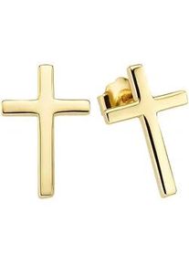 Paar Ohrstecker "Schmuck Geschenk Silber 925 Silberohrstecker Kreuz", gold (gelbgoldfarben), ANISTON JEWELRY & WATCHES, Ohrringe, Damen, Silber 925 (Sterlingsilber)