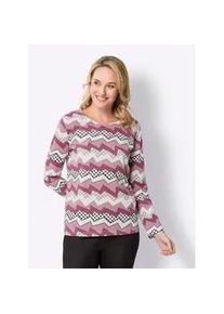 Rundhalsshirt Classic Basics "Langarm-Shirt", Damen, Gr. 46, rosa (altrosa, erika, bedruckt), 100% Baumwolle, gemustert, mehrfarbig, Rundhals, Shirts Rundhalsshirt