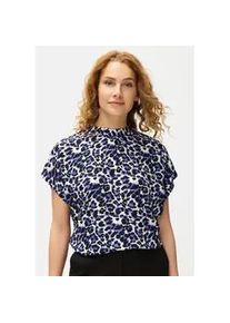 Kurzarmbluse Lascana, Damen, Gr. 38, blau (blau leo), Web, Obermaterial: 100% Viskose, figurumspielend h&uuml;ftlang, weit, Blusen, mit Alloverdruck, Damenbluse, sportlich elegant