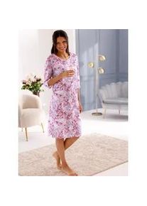 w&auml;schepur Nachthemd W&Auml;SCHEPUR "Nachthemd", Damen, Gr. 44/46, Normalgr&ouml;&szlig;en, lila (ecru, mauve, bedruckt), 50% Baumwolle, 50% Modal, bedruckt, gebl&uuml;mt, gemustert, mehrfarbig, Kleider Nachthemd