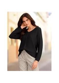 Strickpullover Heine "Pullover", Damen, Gr. 40, schwarz, 50% Baumwolle, 50% Polyacryl, unifarben, Pullover Strickpullover