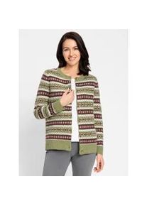 Jacquardstrickjacke Inspirationen, Damen, Gr. 50, rot (schilf, bordeaux, gemustert), 61% Polyacryl, 34% Polyamid, 5% Wolle, gemustert, mehrfarbig, meliert, Strickjacken