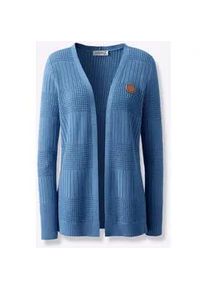 Strickjacke Casual Looks, Damen, Gr. 42, blau (mittelblau), 50% Baumwolle, 50% Polyacryl, unifarben, Strickjacken Strickjacke