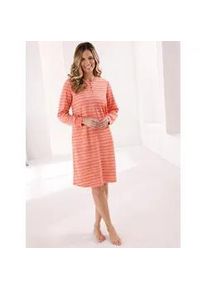 w&auml;schepur Nachthemd W&Auml;SCHEPUR "Nachthemd", Damen, Gr. 40/42, Normalgr&ouml;&szlig;en, orange (papaya, ecru), 80% Baumwolle, 20% Polyester, gestreift, Kleider Nachthemd